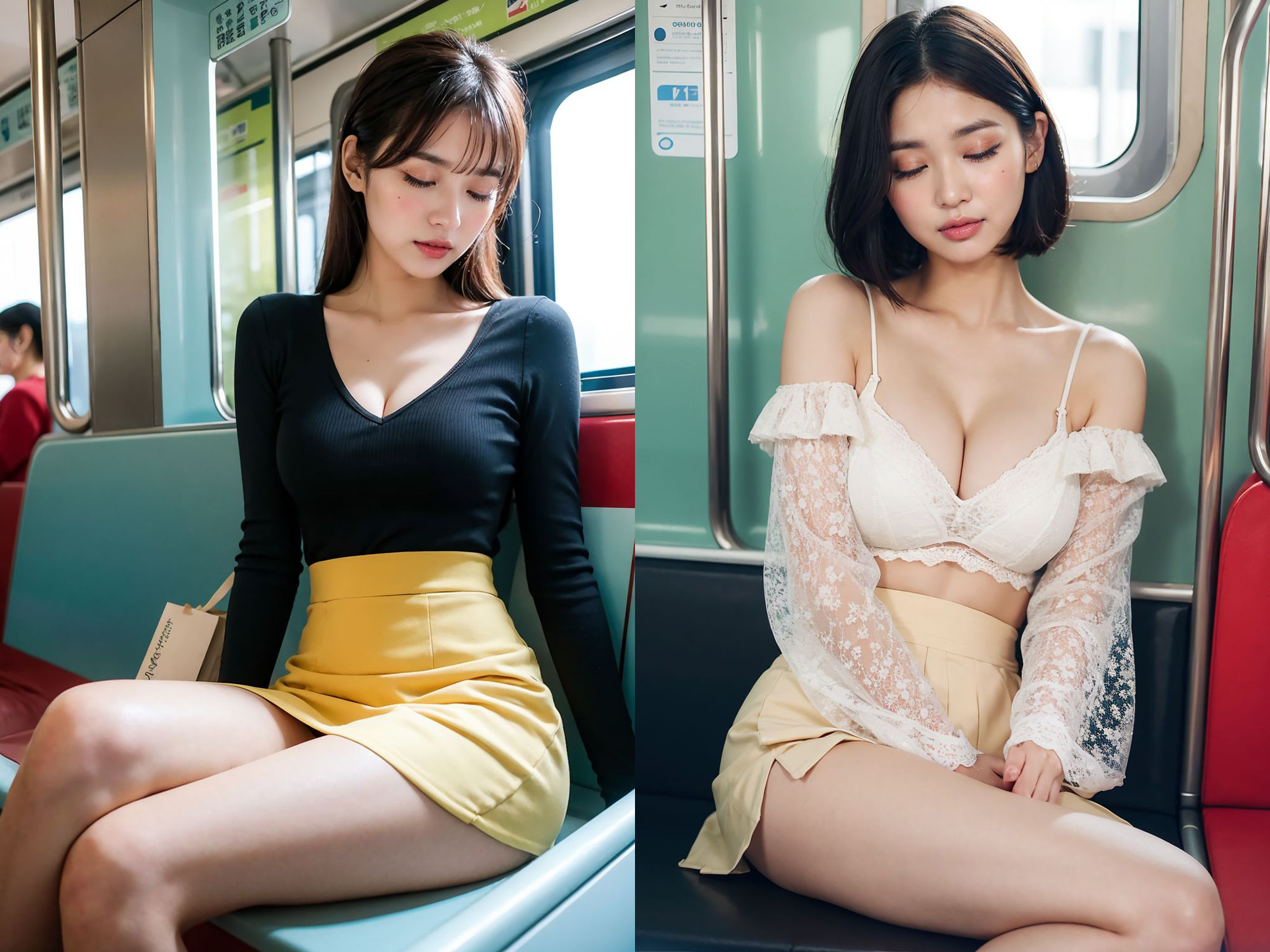 電車内でぶっかけられる美女たち_4