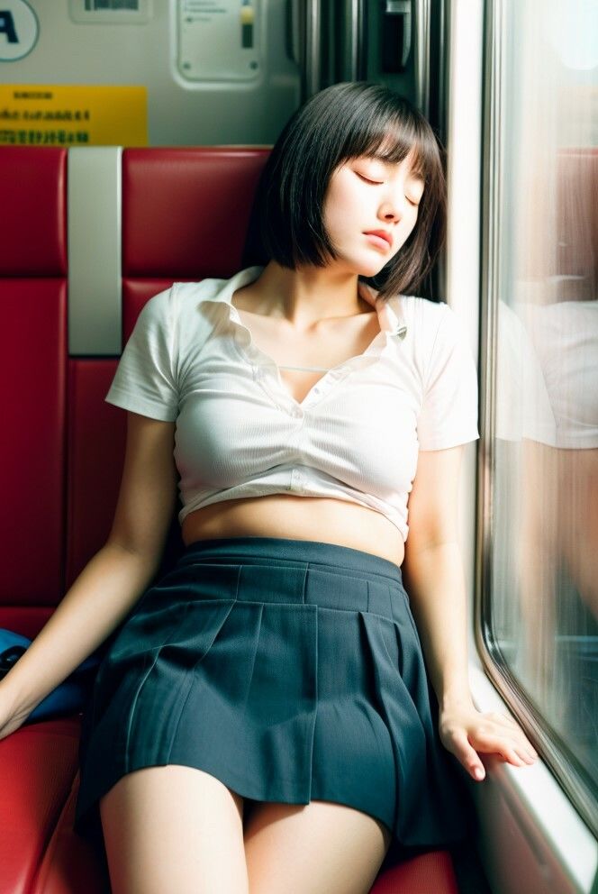 電車で盗撮！お嬢様女子大生の居眠り姿_2