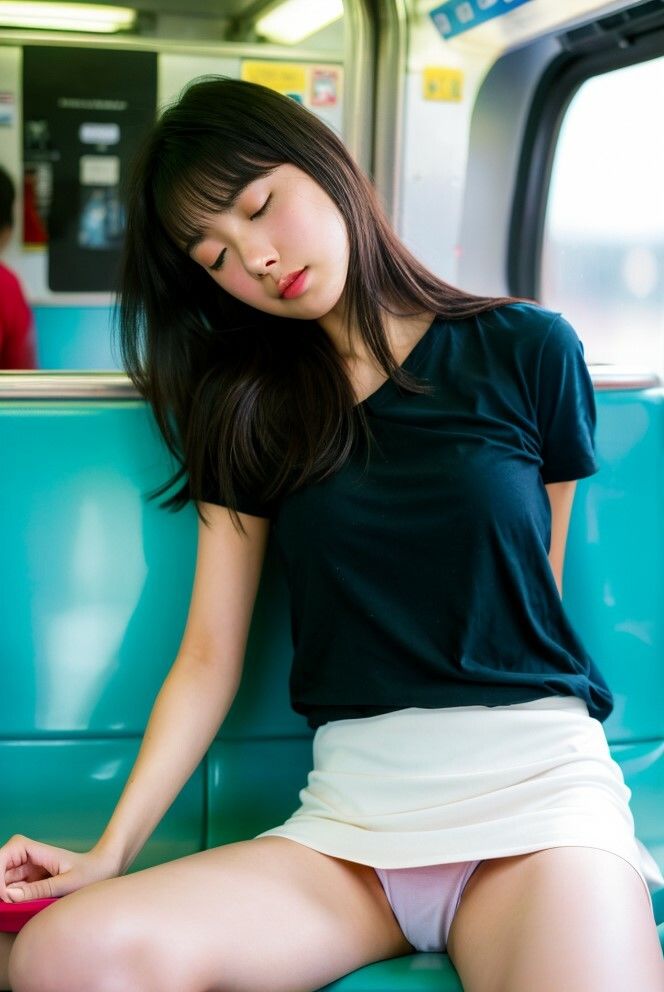 電車で盗撮！お嬢様女子大生の居眠り姿_4